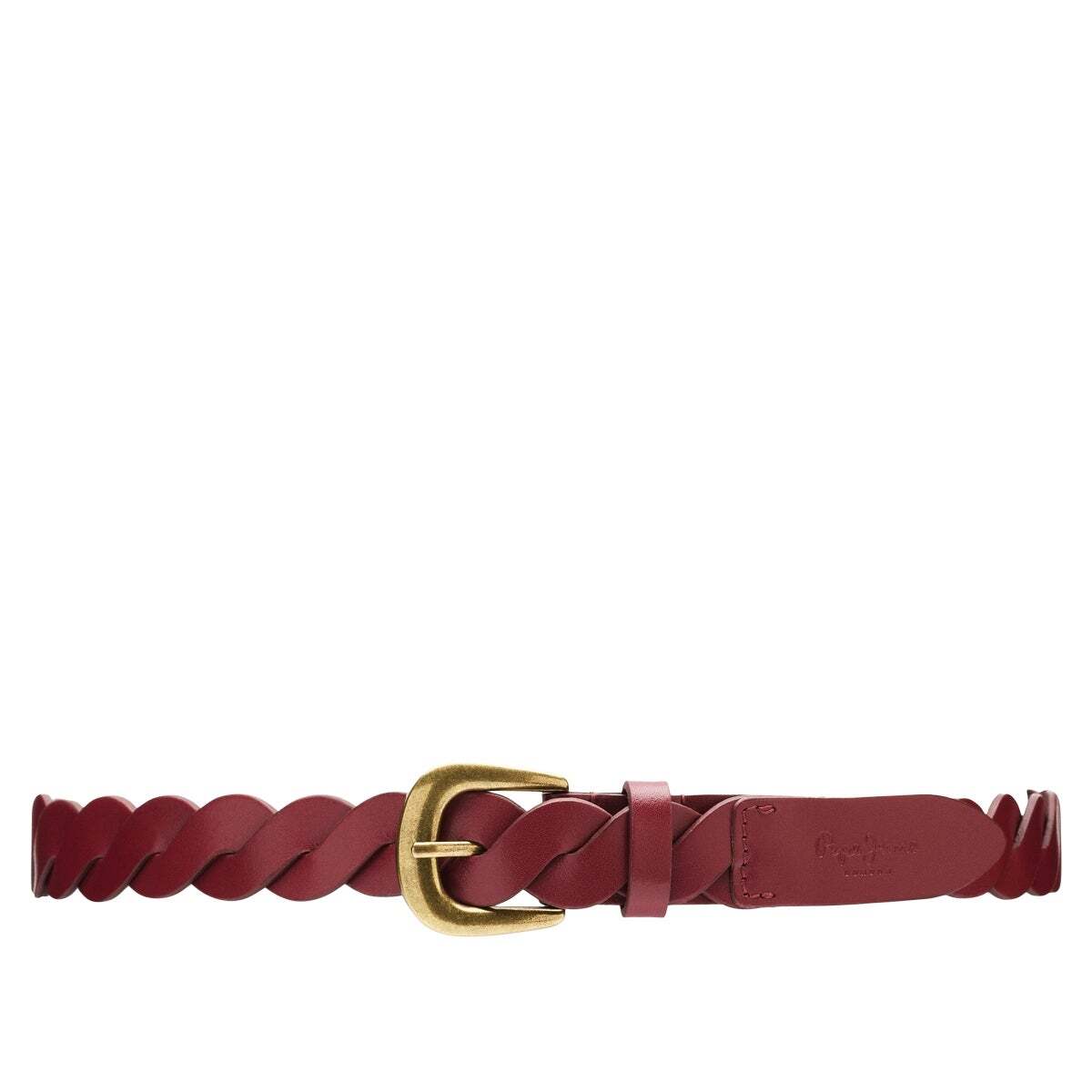 Ceinture En Cuir Tressée rouge bourgogne, PEPE JEANS