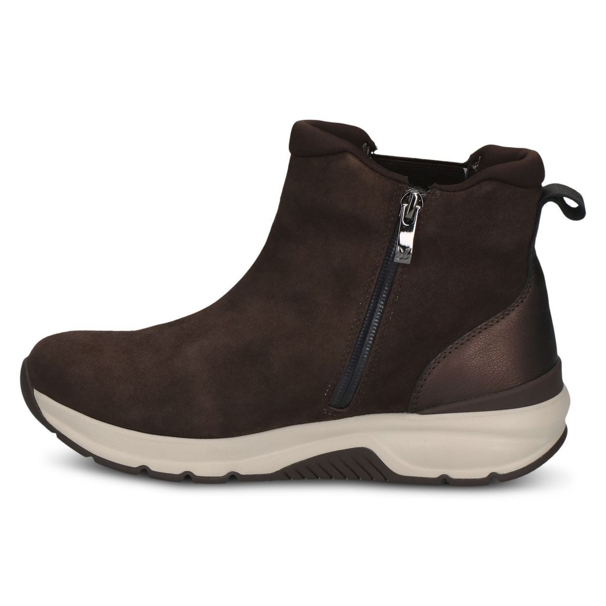 Bottine Chelsea à talon marron foncé combiné, CAPRICE