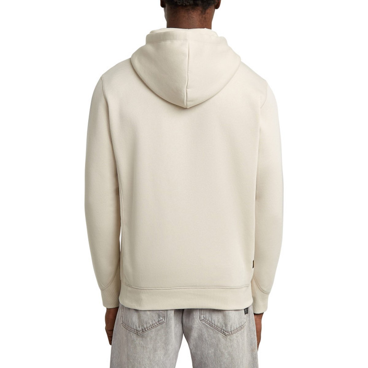 Sweat à capuche blanc uni avec une coupe droite et une poche kangourou blanc, G-Star RAW