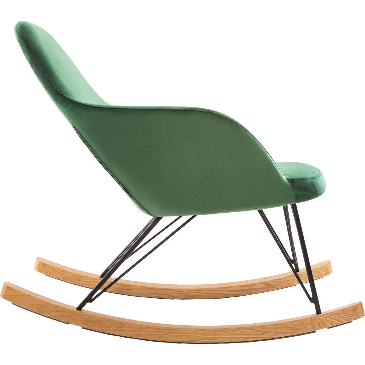 Rocking-chair en velours EWAN vert, ATMOSPHERA