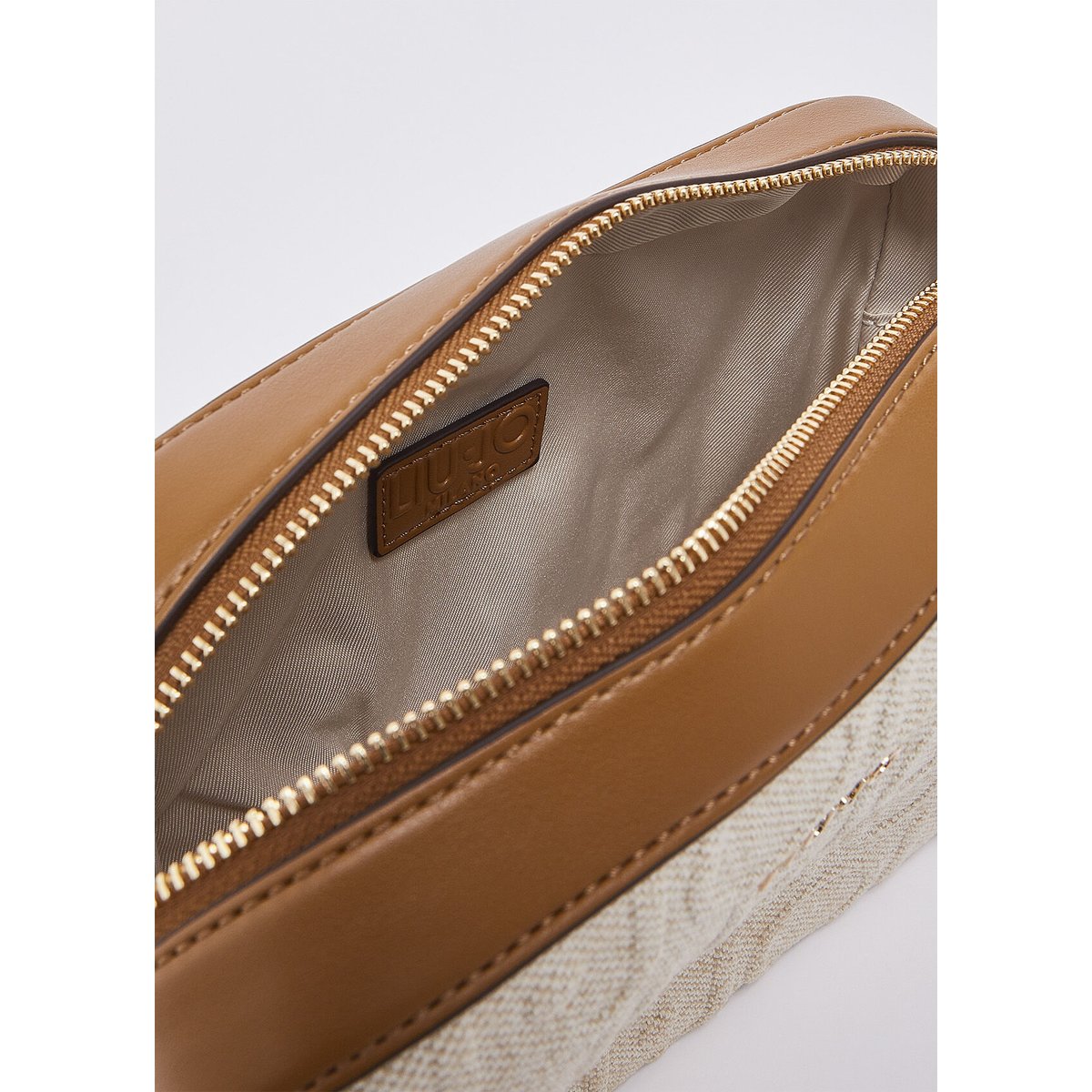 Sac à bandoulière moyen modèle en jute beige, LIU JO