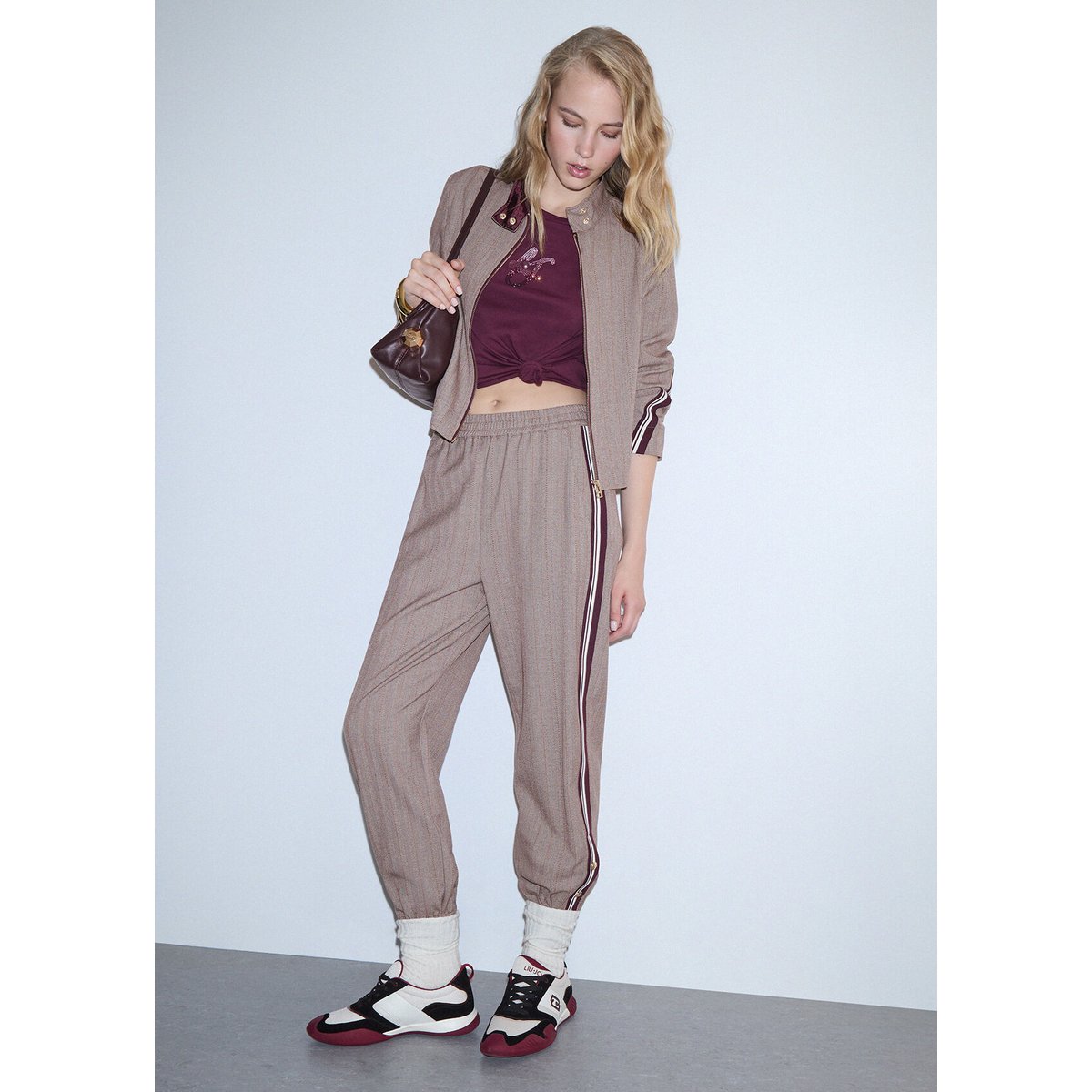 Pantalon de jogging avec bande latérale beige, LIU JO