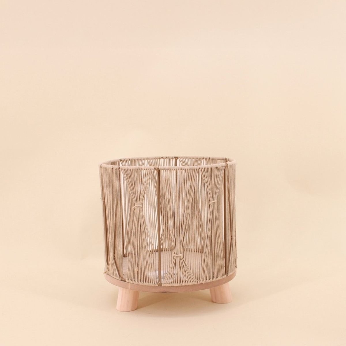 Set de 2 cache-pots en corde beige, ORNAMI