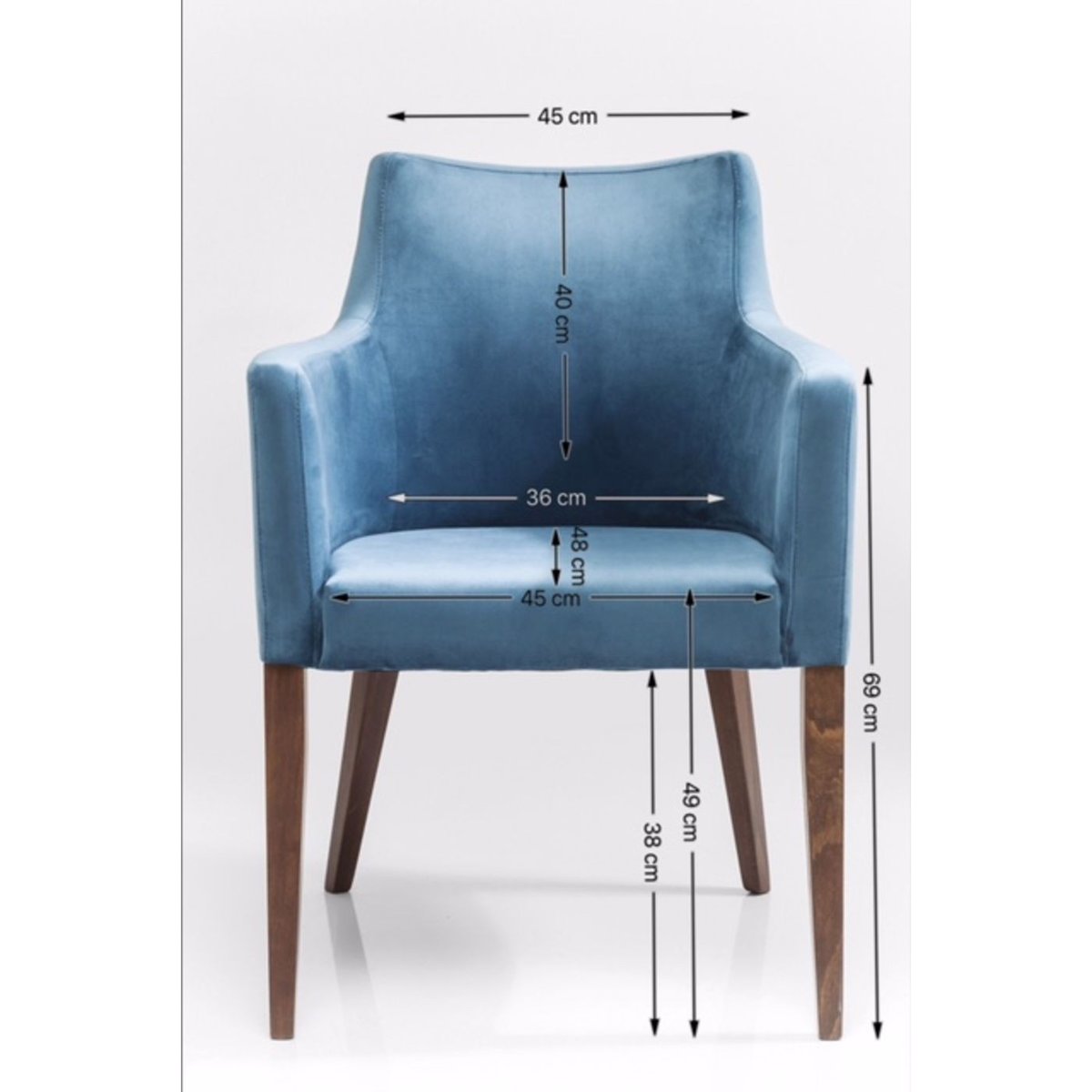 Chaise avec accoudoirs en velours, MODE bleu pétrole, KARE DESIGN
