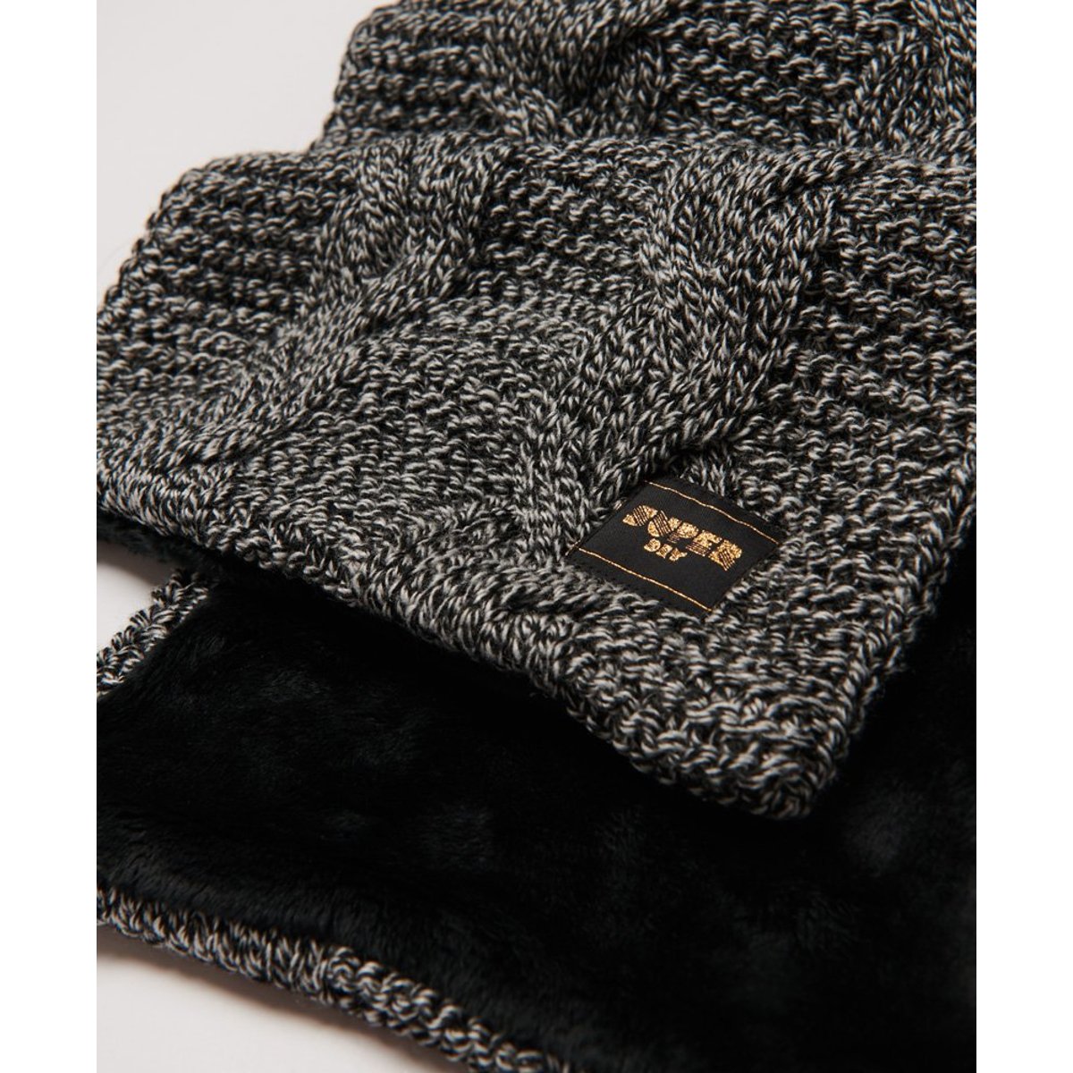 Écharpe en maille torsadée noir moucheté, SUPERDRY