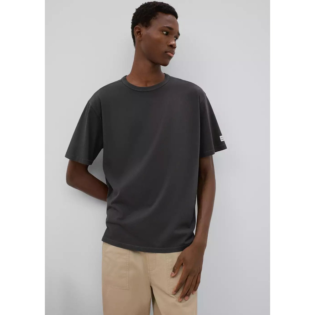 T-shirt coton manches courtes gris anthracite, MANGO TEEN