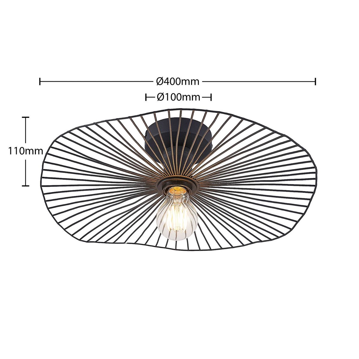 Plafonnier en métal vintage, Ruota noir mat, LINDBY