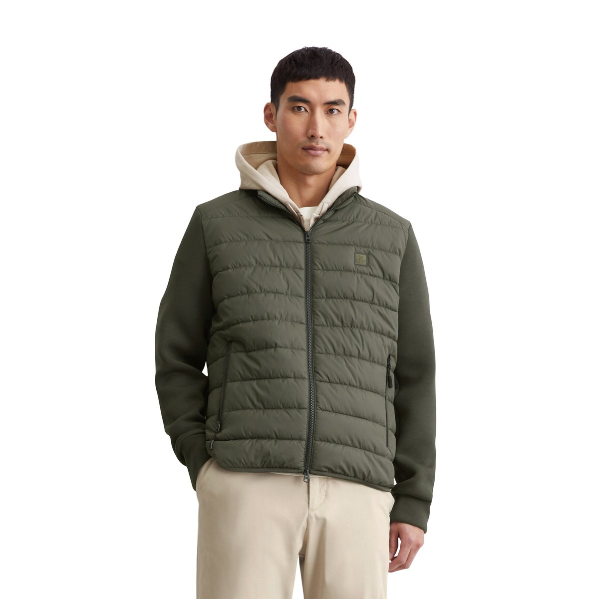 Veste matelassée regular avec manches scuba souples vert foncé, MARC O'POLO