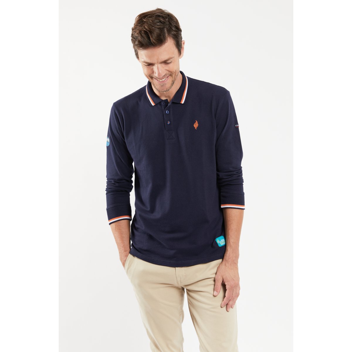 Polo manches longues en ROUTE DU RHUM marine deep, ARMOR-LUX