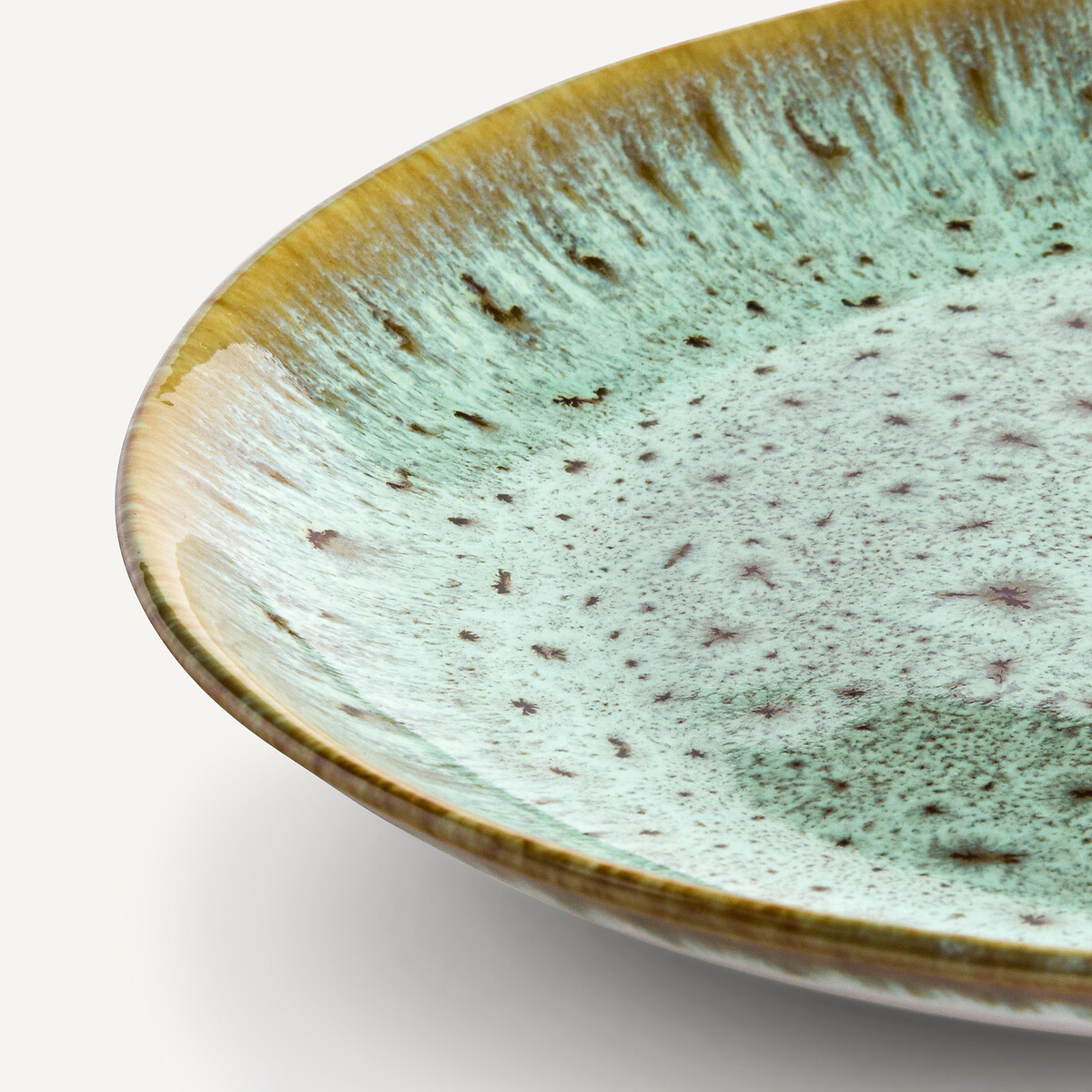 Lot de 4 assiettes plates grès émaillé, Fara kaki/bleu, AM.PM