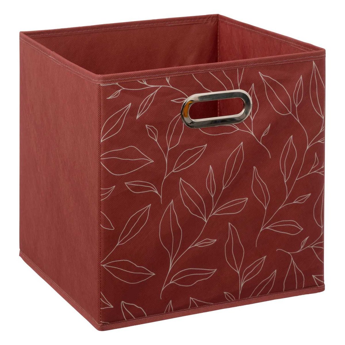 Lot de 2 boites de rangement cube en tissu à motif feuillage MIX'N MODUL rouge, TOILINUX