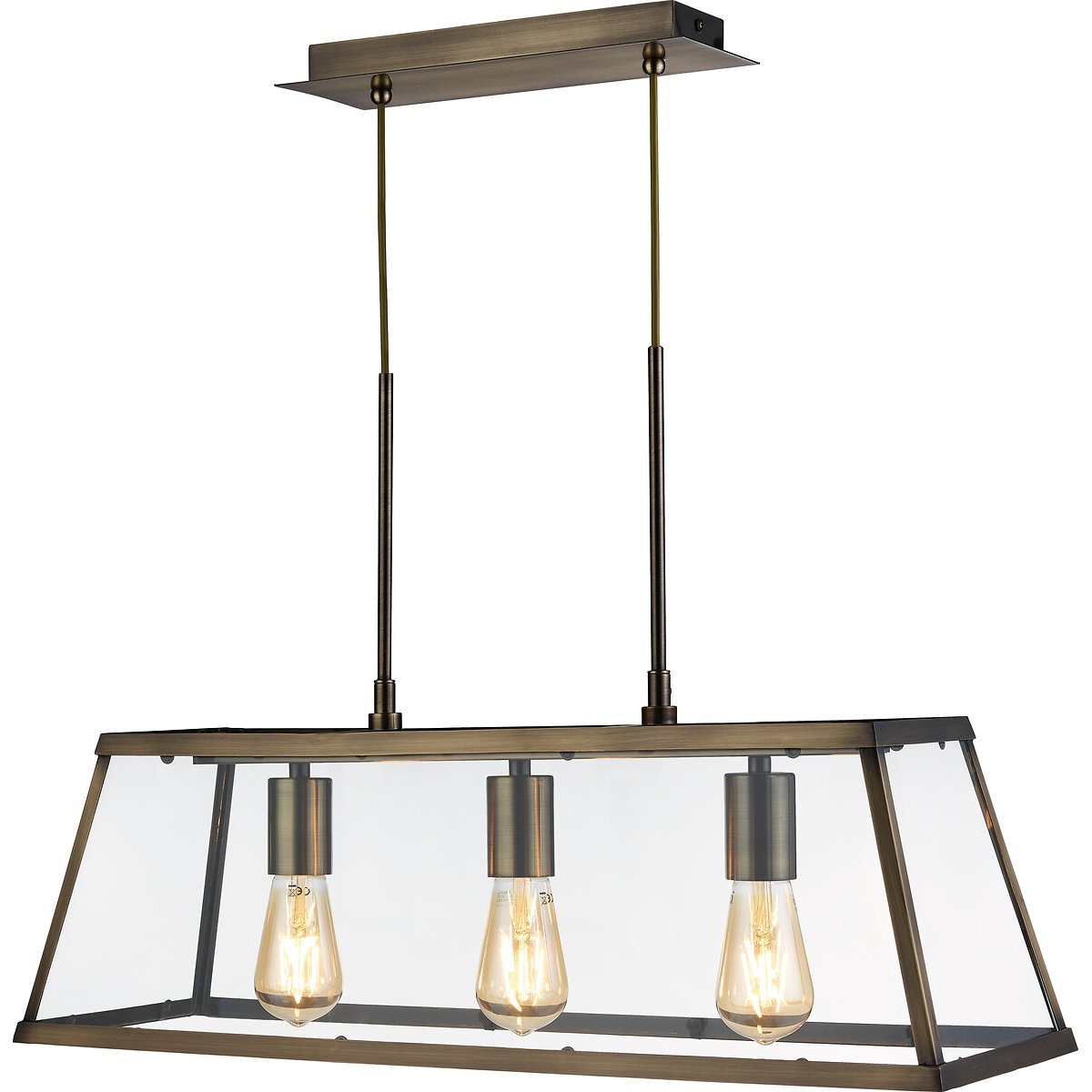 Towson 3-Light Industrial Pendant Light in Brass antique brass, SO'HOME