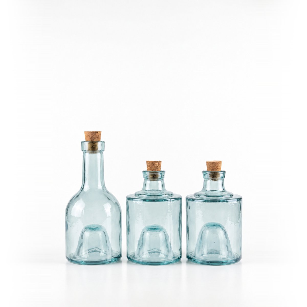 Lot de 3 bouteilles d’huile en verre recyclé OLIVE beige, BAZAR BIZAR