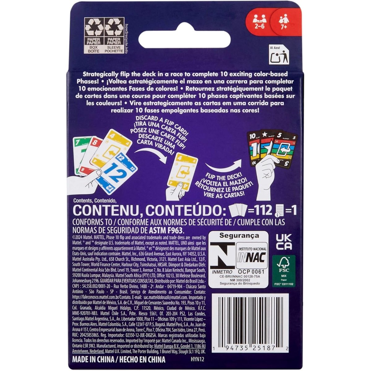Jeu de cartes Phase 10 Flip multicolore, MATTEL