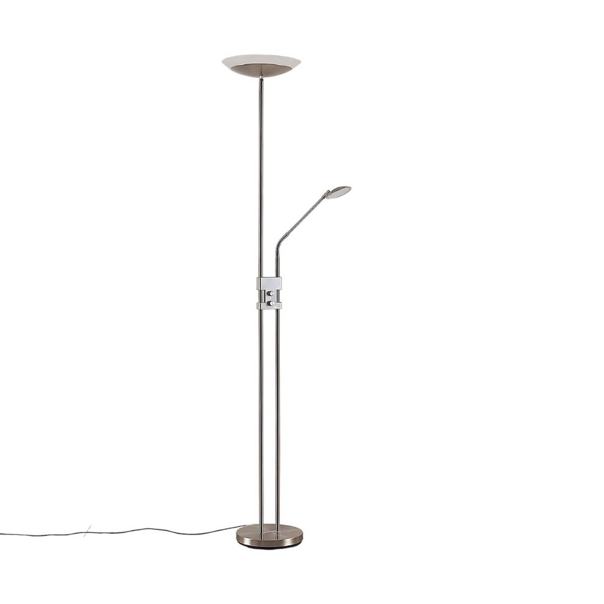 Lampadaire en métal moderneLED, Jonne nickel satiné, LINDBY