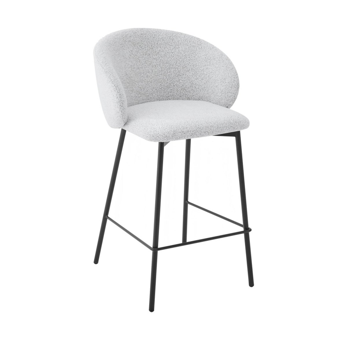 Lot de 2 chaises de bar en tissu bouclette et métal H66cm- VALOM écru chiné, DRAWER