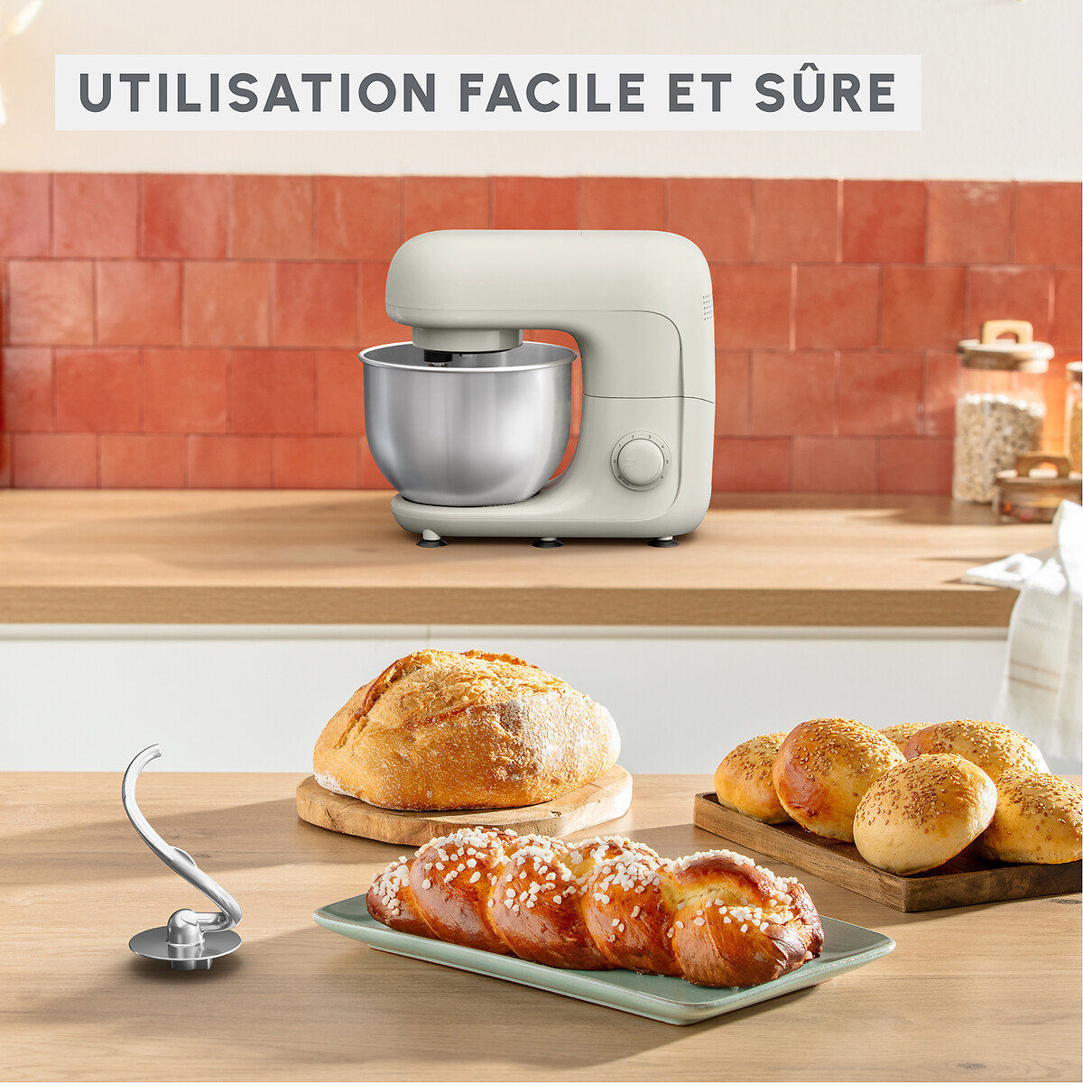 Robot pâtissier Bake Essential QA160110 ecru, MOULINEX