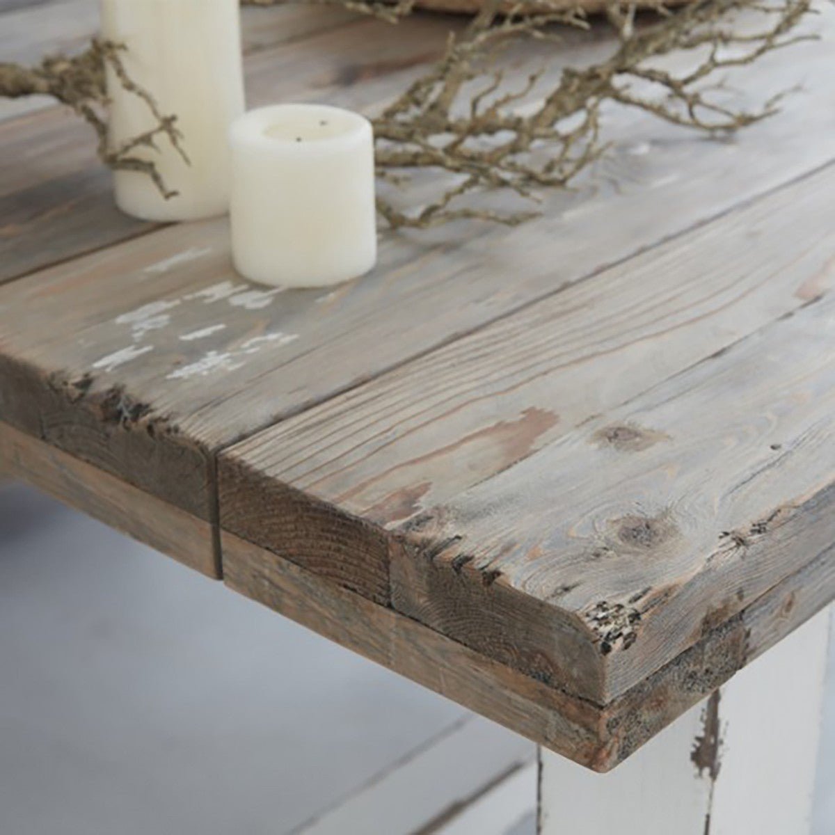 Table en bois recyclé massif 8 pers.  ATLANTIC blanc, BERAH GETAH