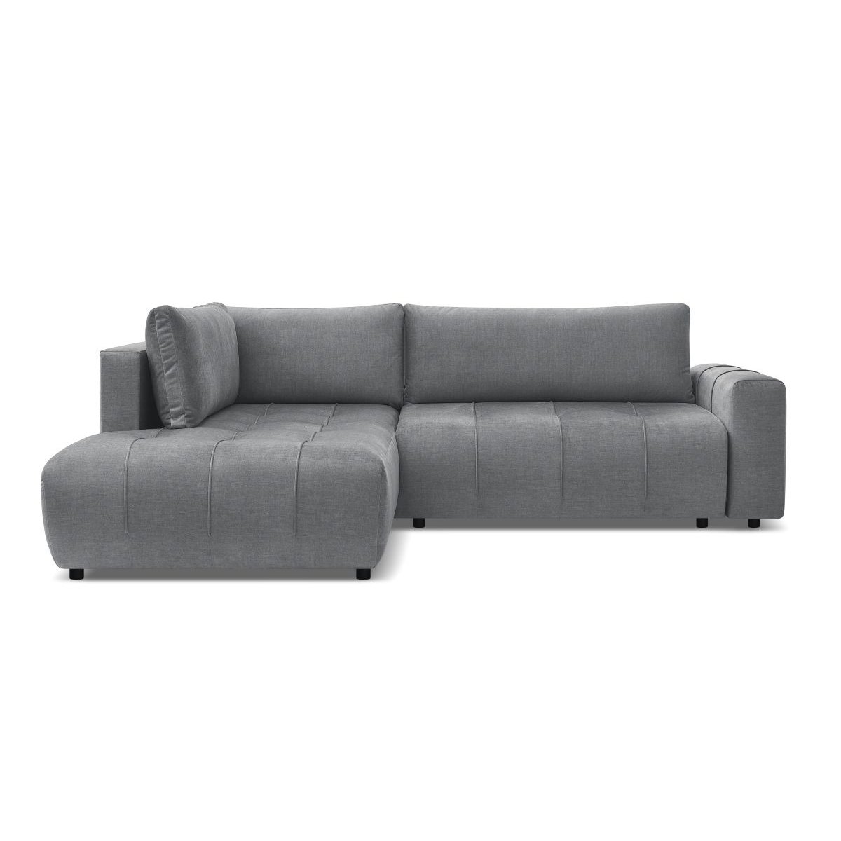 Canapé d'angle convertible 3 places en velours, ARSENE gris foncé, BOBOCHIC