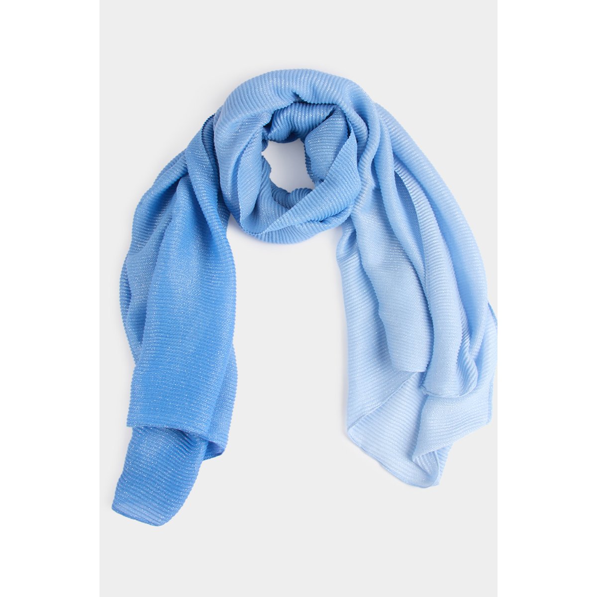 Étole plissée métallisée bleu, MORGAN