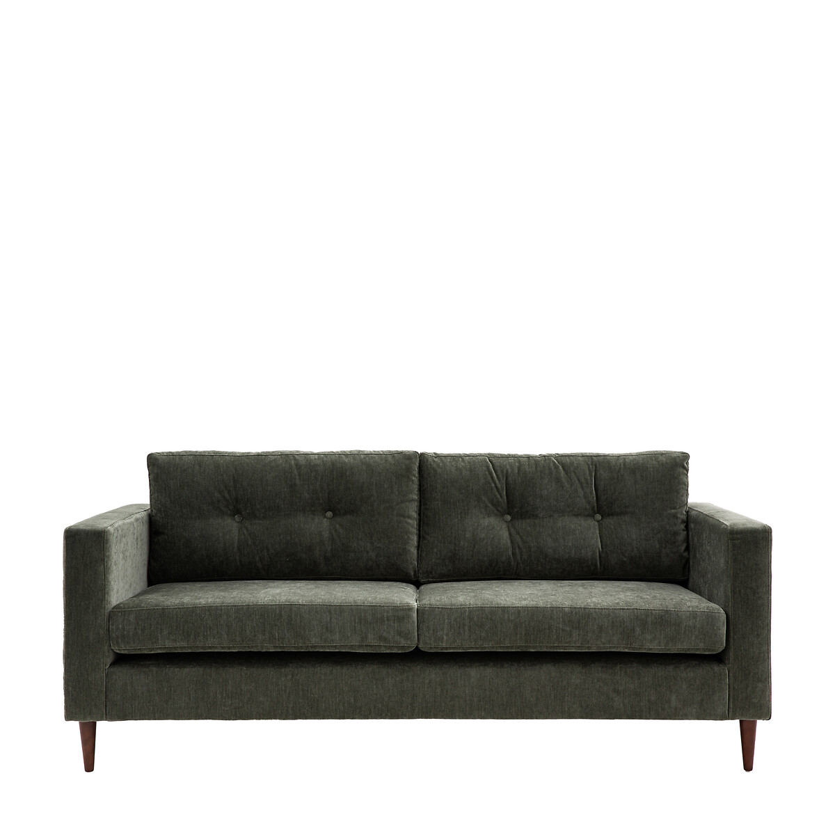 Marchfield Buttoned Soft Brushed 3 Seater Sofa with Dark Wood Legs green, SO'HOME