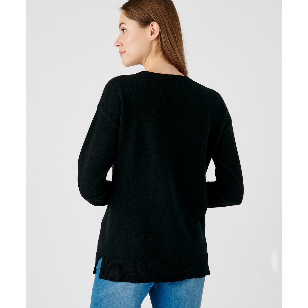 Pull col rond pur cachemire noir, DAMART