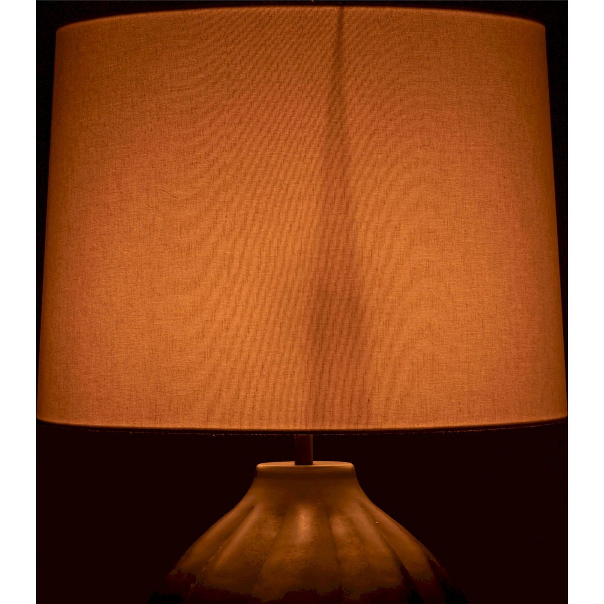 Lampe de table côtelée en aluminium marron et abat jour clair, RECOLLECTION