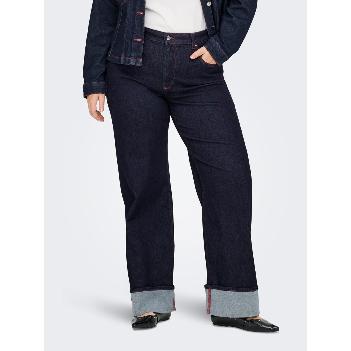 Jean À Jambe Large dark blue denim, ONLY CARMAKOMA