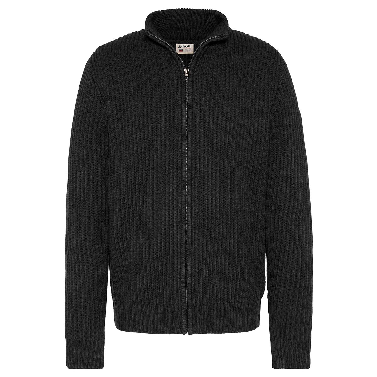 Gilet zippé maille côtelé noir, SCHOTT