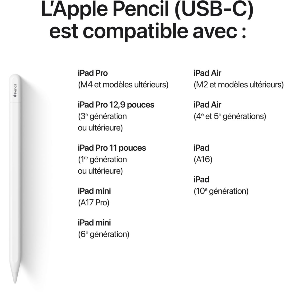 Stylet Pencil USB-C couleur unique, APPLE
