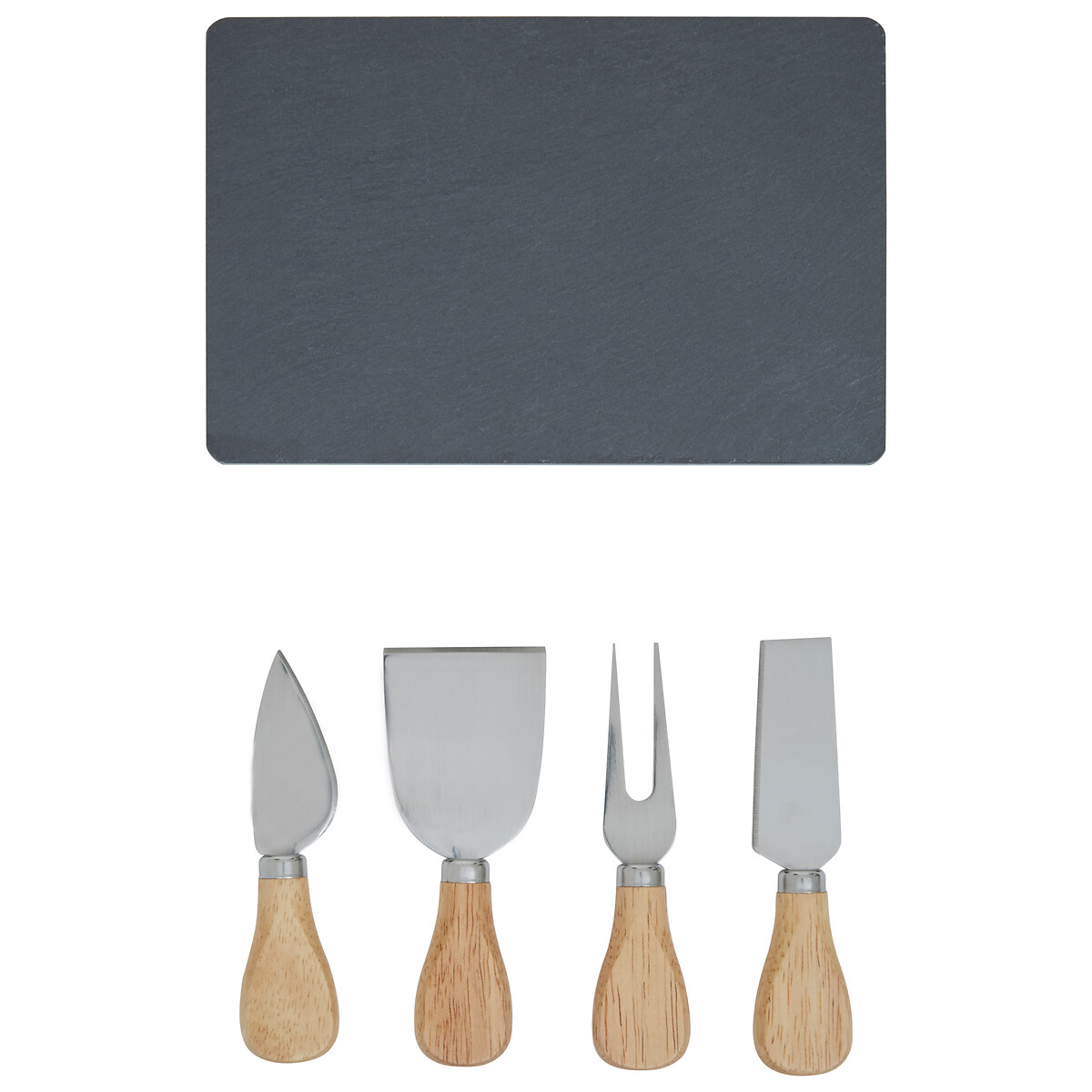 4-Piece Slate Cheese Board & Knives Set black, SO'HOME