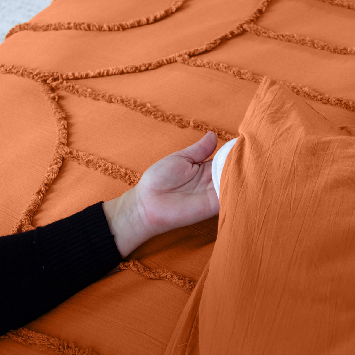 Parure de lit en coton tufté arches terracotta, COTE DECO