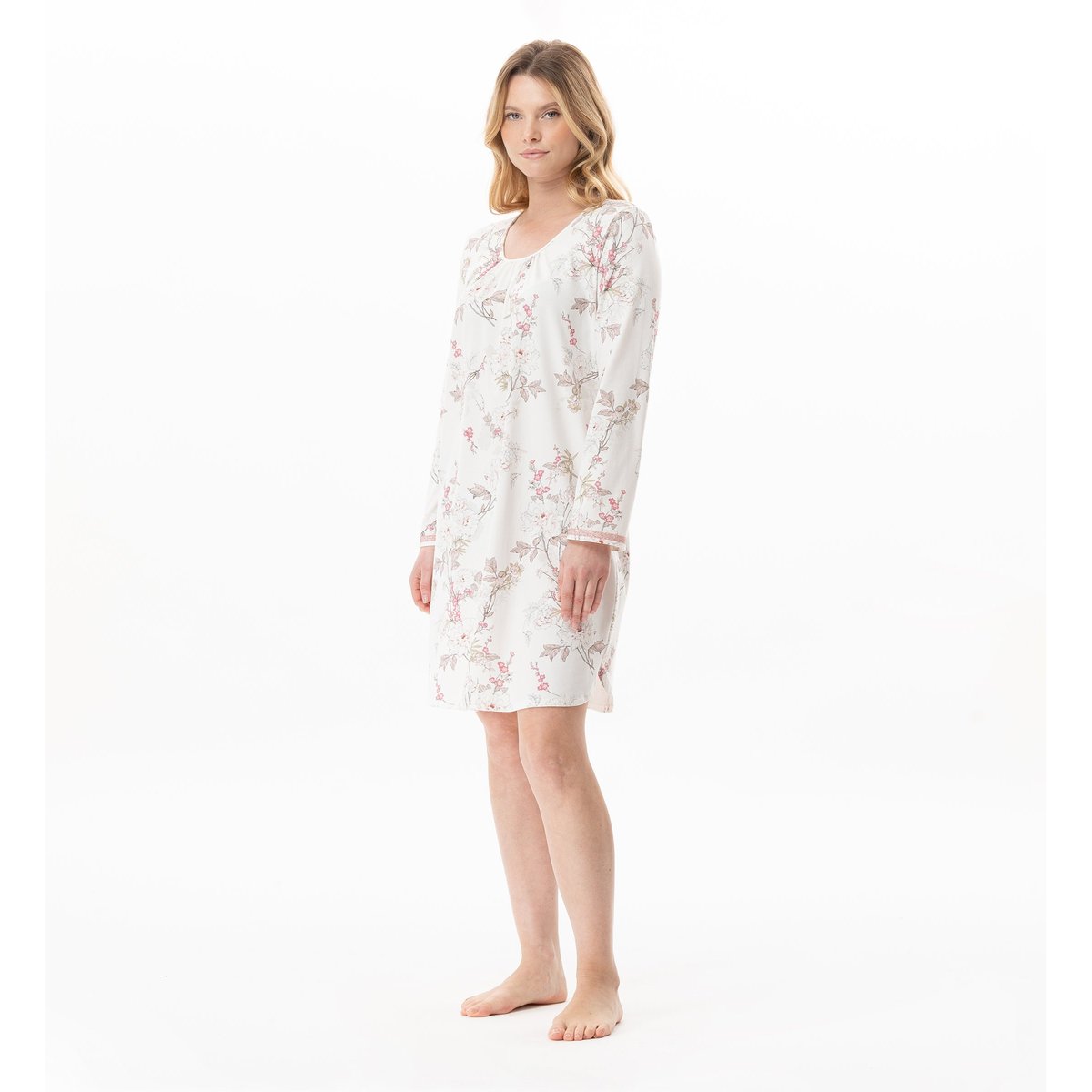 Chemise de nuit en coton modal KELLY 101 multicolore, LE CHAT