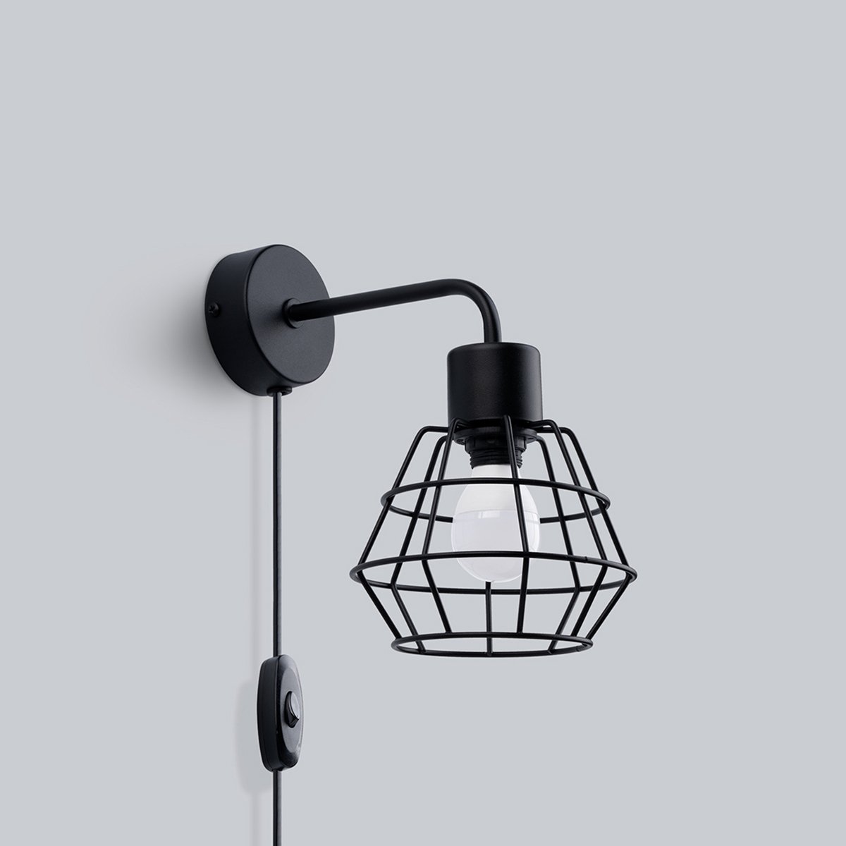 Applique Acier Noir E14 1 Suba noir, EDEN