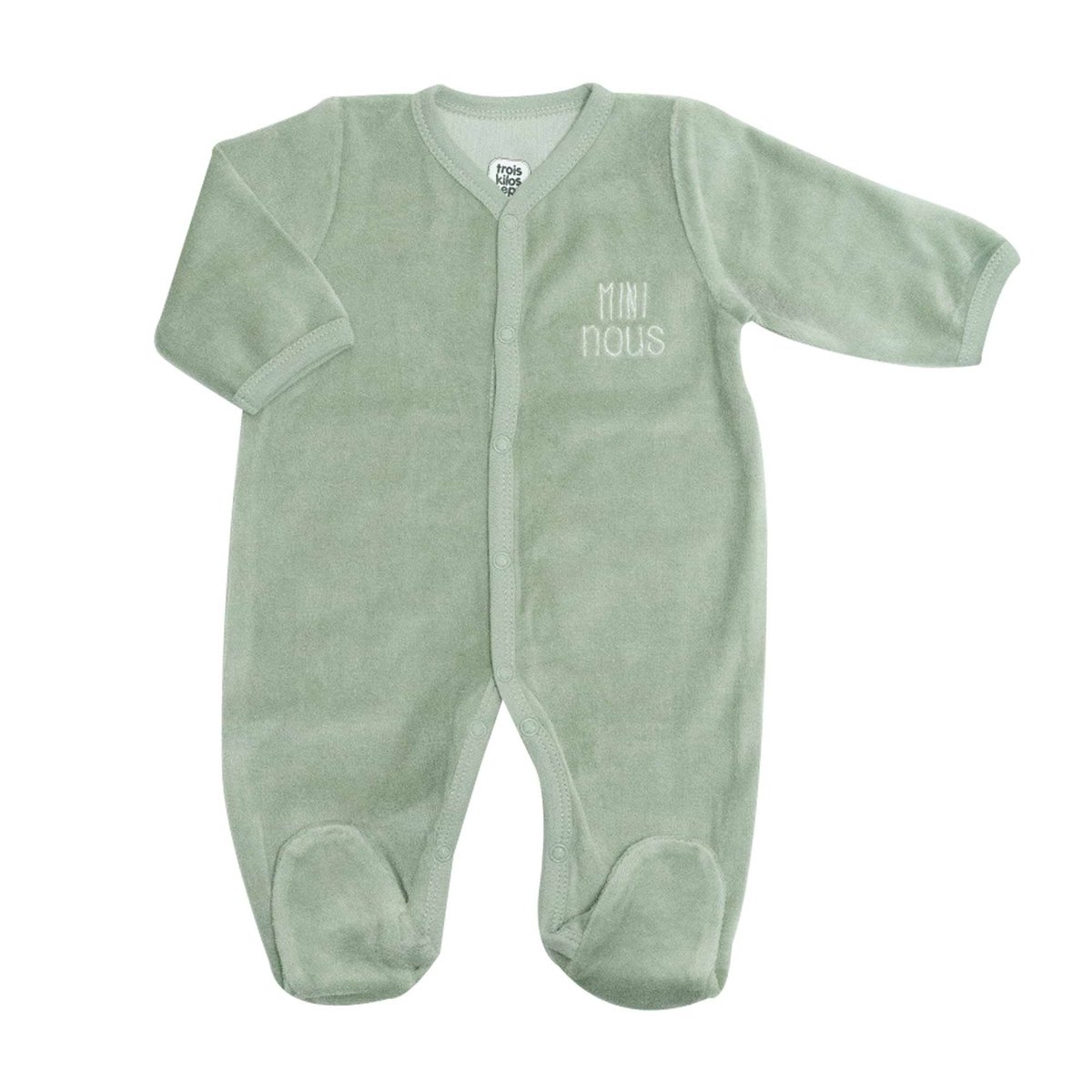 Dors-bien en velours "Mini Nous" Olive verde, TROIS KILOS SEPT