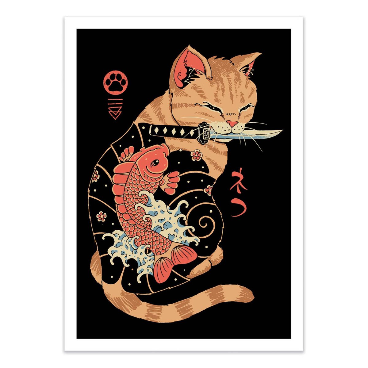 Affiche d'art - Carp Tattooed cat - Vincent Trinidad affiche d'art, WALL EDITIONS