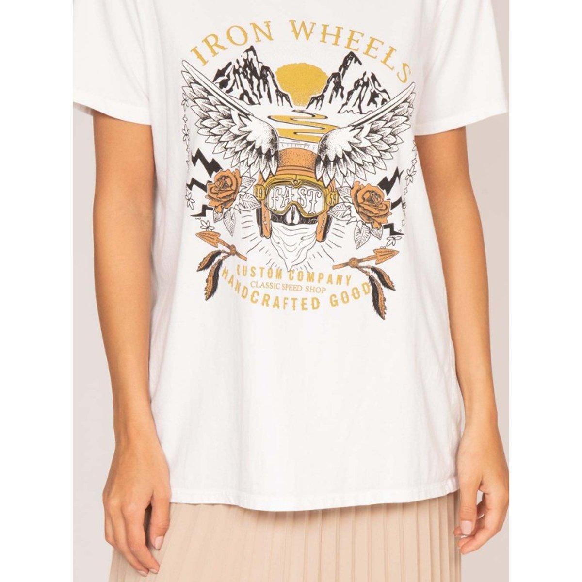T-shirt Col Rond Motifs Faigle blanc, DONA LISA
