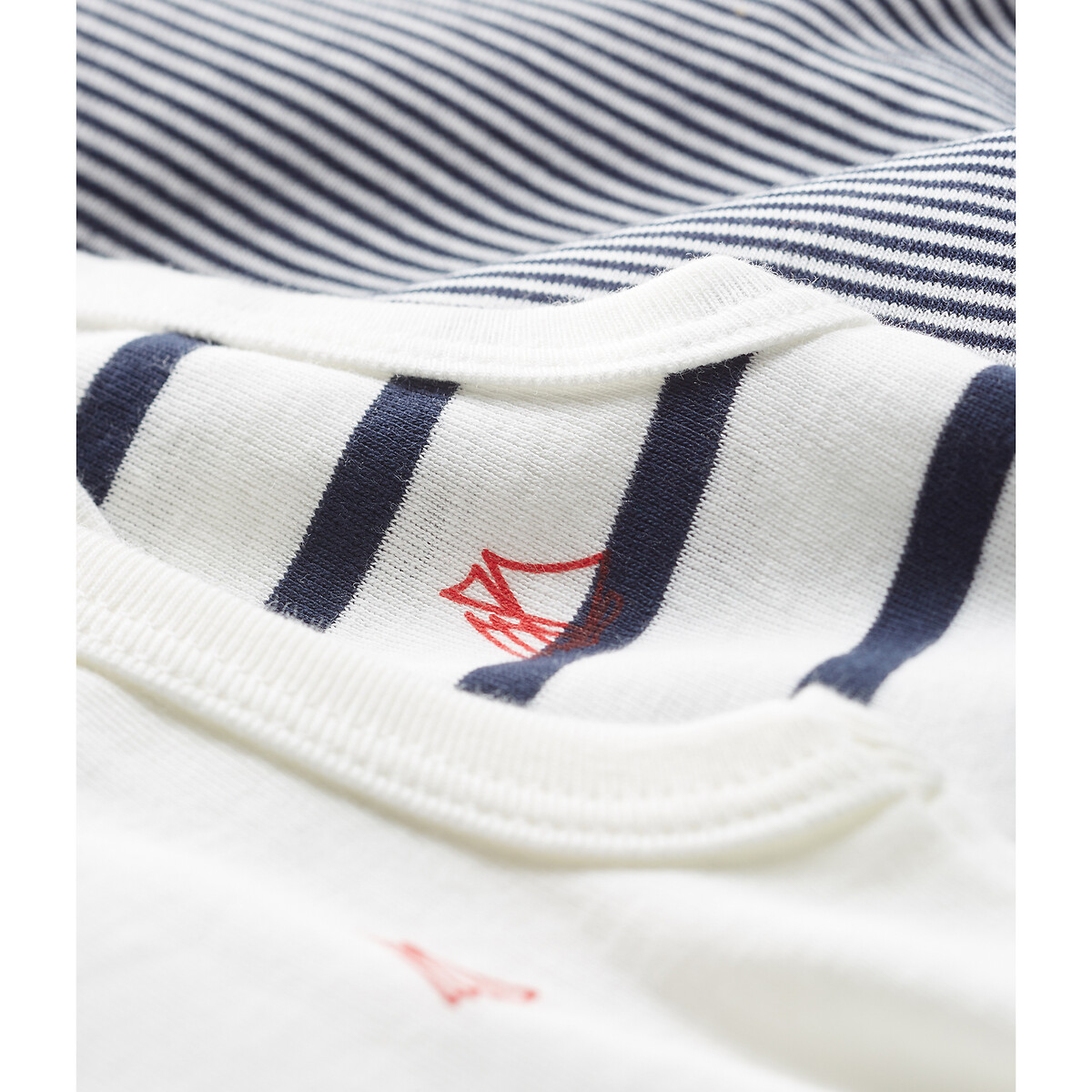 Lot de 3 bodies sans manches à rayures blanc/bleu, PETIT BATEAU