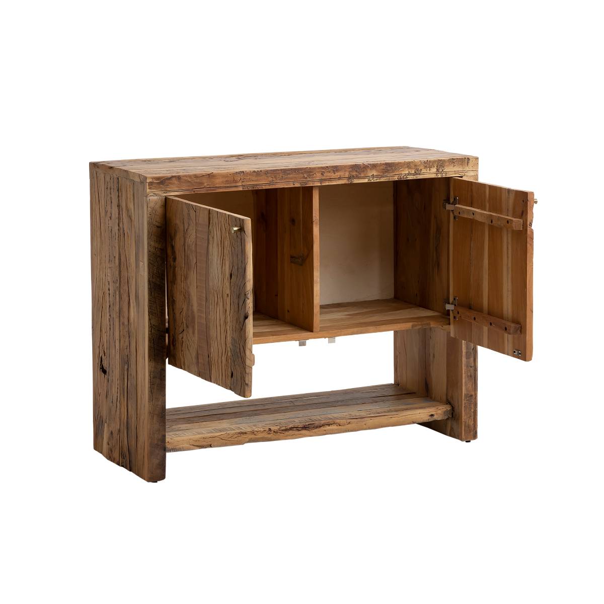 Meuble sous vasque en bois recyclé NAËL bois foncé, MADE IN MEUBLES