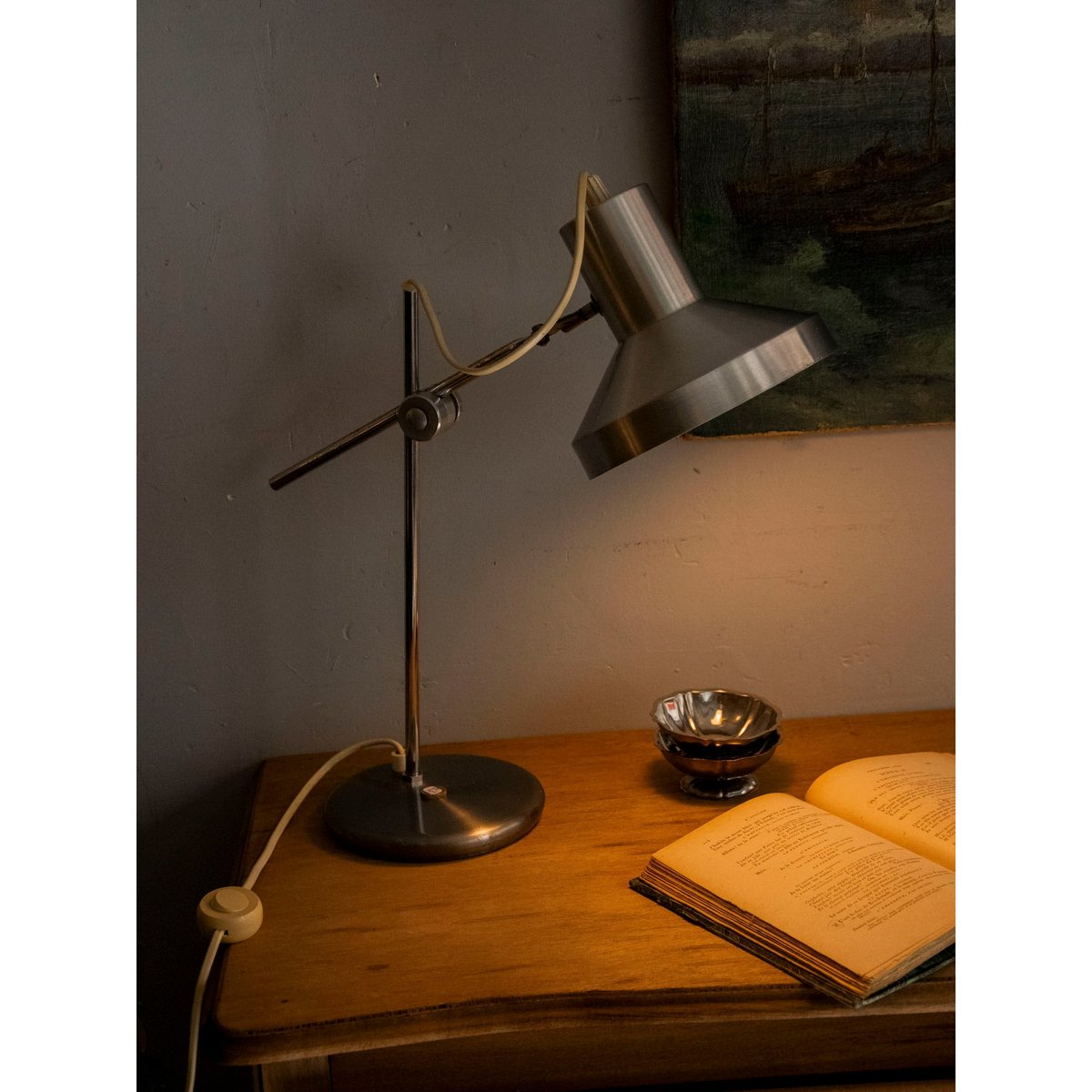 Lampe industrielle en inox Suzanne N°641 - Bon état métal, DEBONGOUT