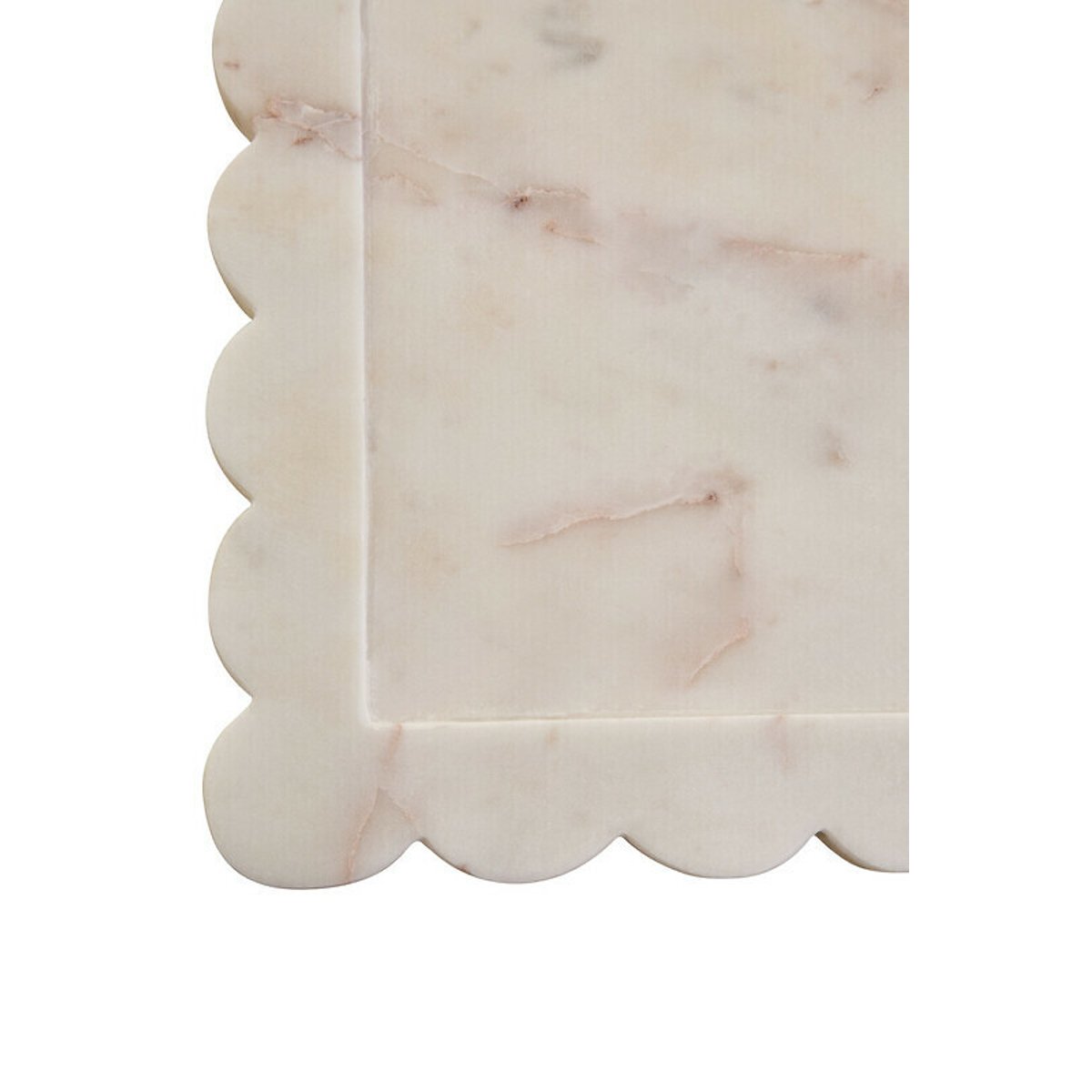 Large White Marble Square Tray with Scallop Edges white, FIFTY FIVE SOUTH
