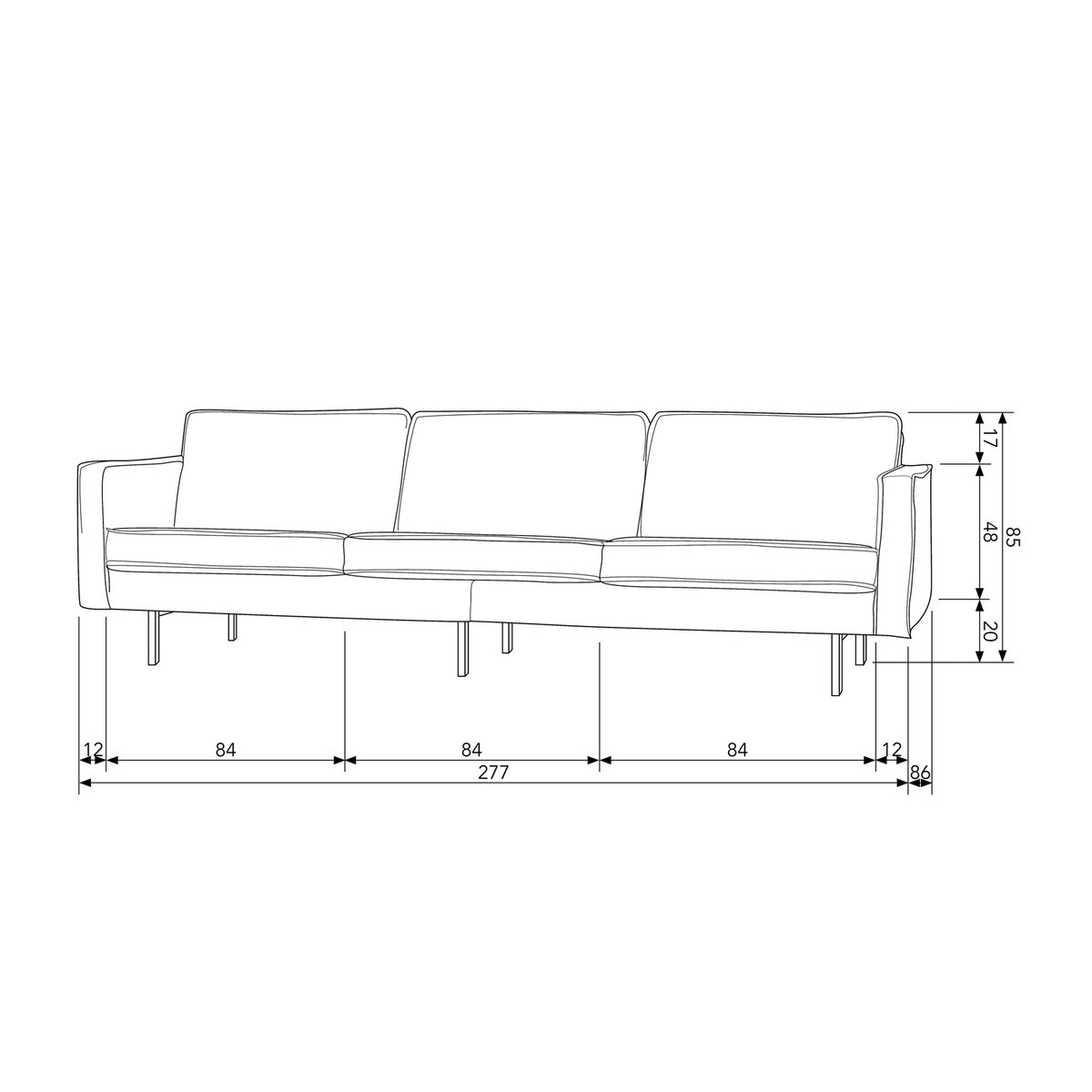 Grand canapé 4 places vintage velours- BRONCO bronze, WOOOD