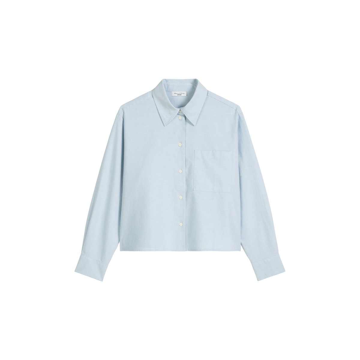 Blouse Oxford cropped en coton organique bleu clair, MARC O’POLO DENIM