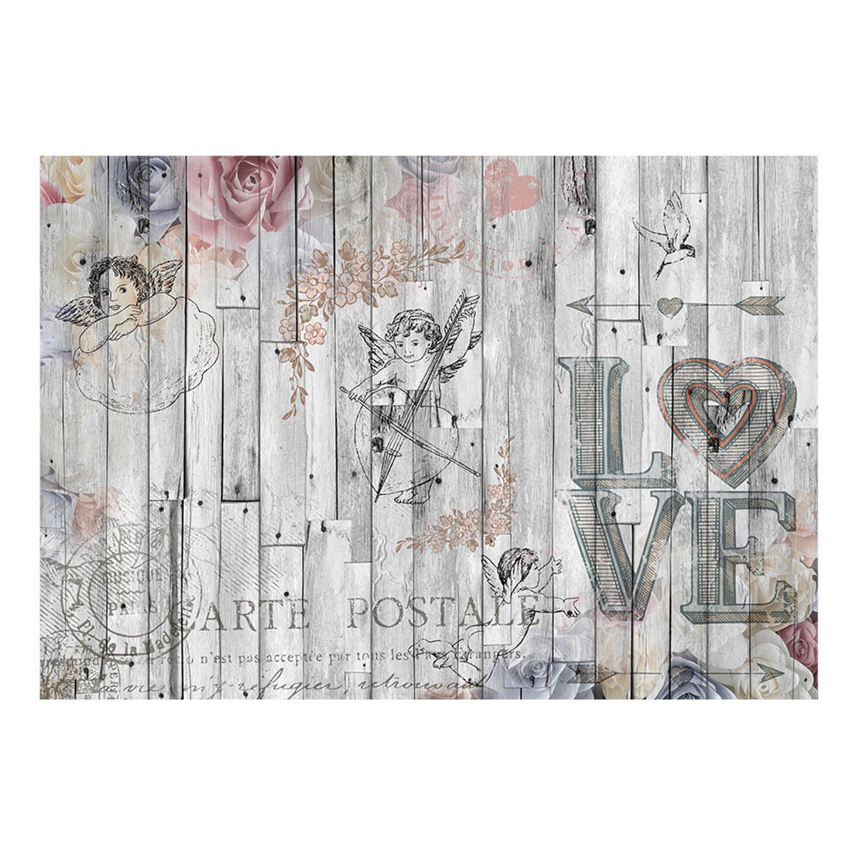 Papier peint intissé panoramique Vintage et Retro Delightful Sweetness gris / argent, EDEN
