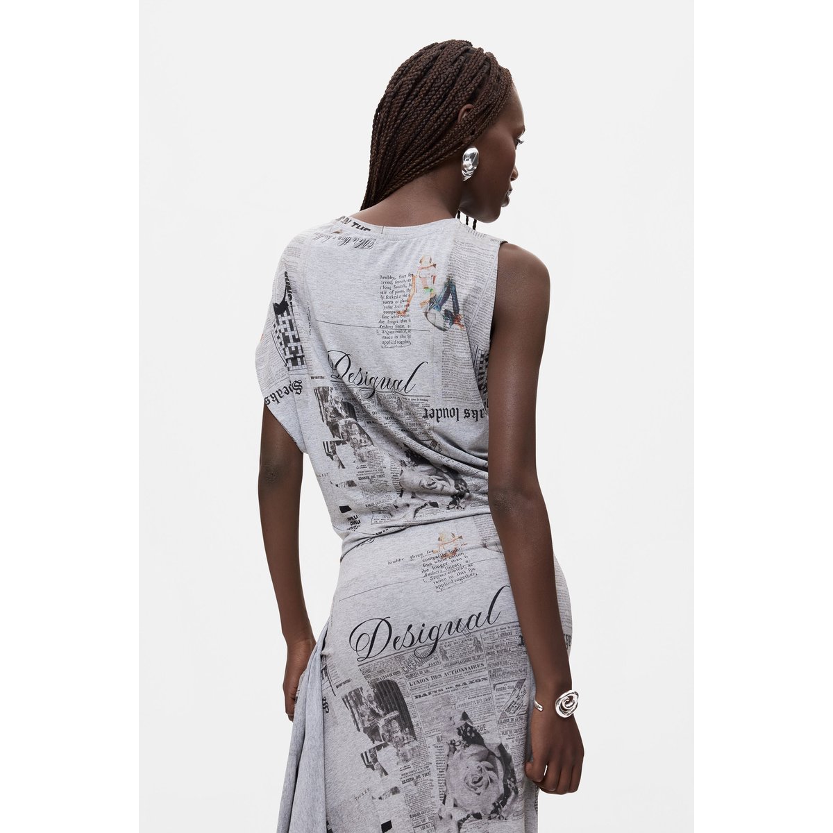 T-shirt imprimé 100 % coton gris, DESIGUAL