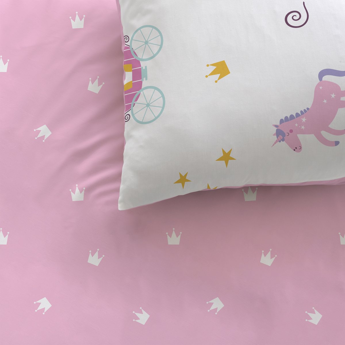 Parure de lit imprimée 100% coton, MERVEILLE rose, MATT ET ROSE