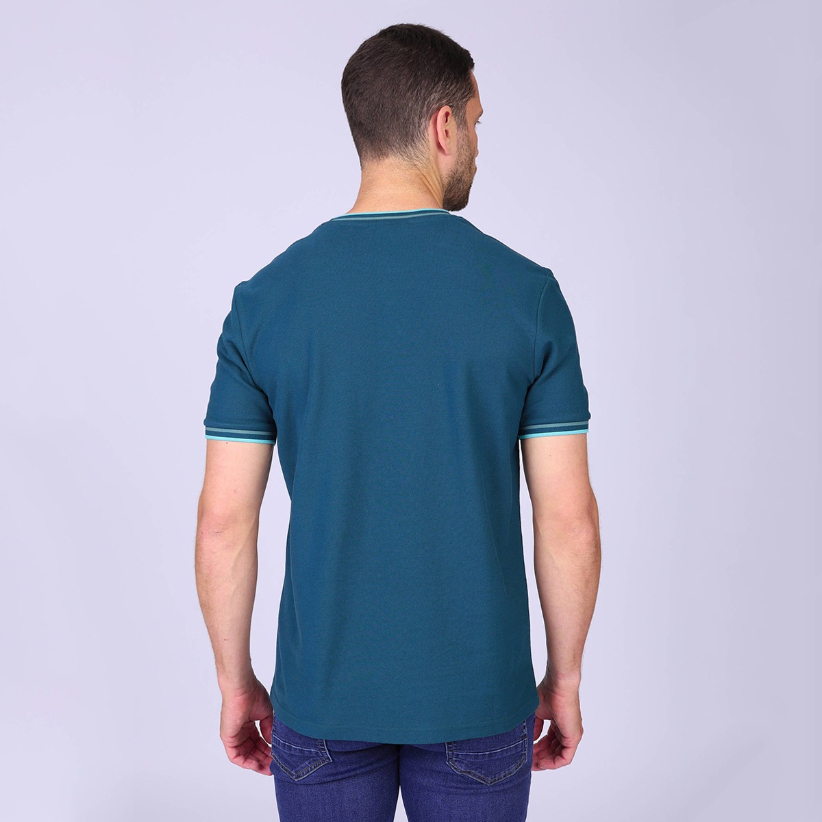 T-shirt maille piquée Henri bleu petrole, MISE AU GREEN