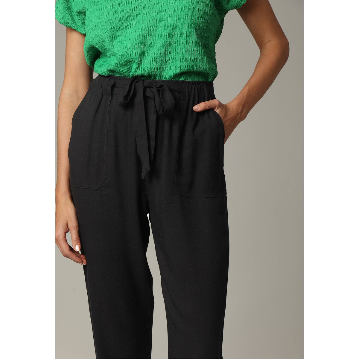 Pantalon fluide uni ELIDA black, DEELUXE