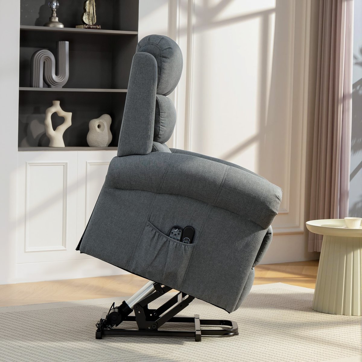 Fauteuil releveur multifonctionnel Lin (100% gris, HOMCOM