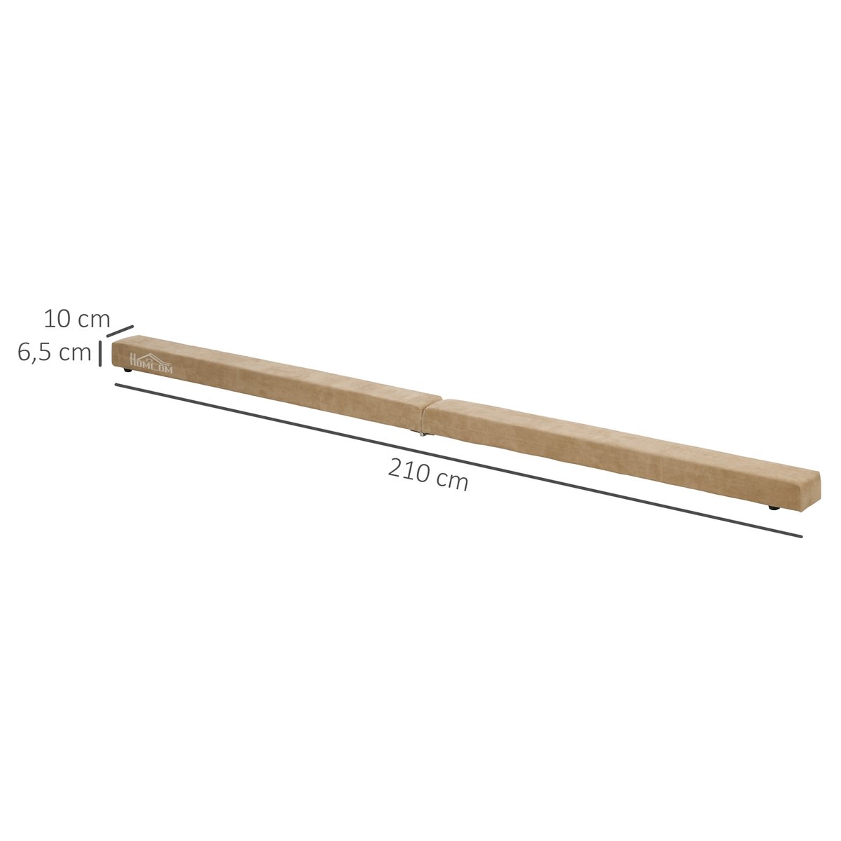 Poutre gymnastique pliable 210 cm bois de pin toucher daim marron marron, HOMCOM